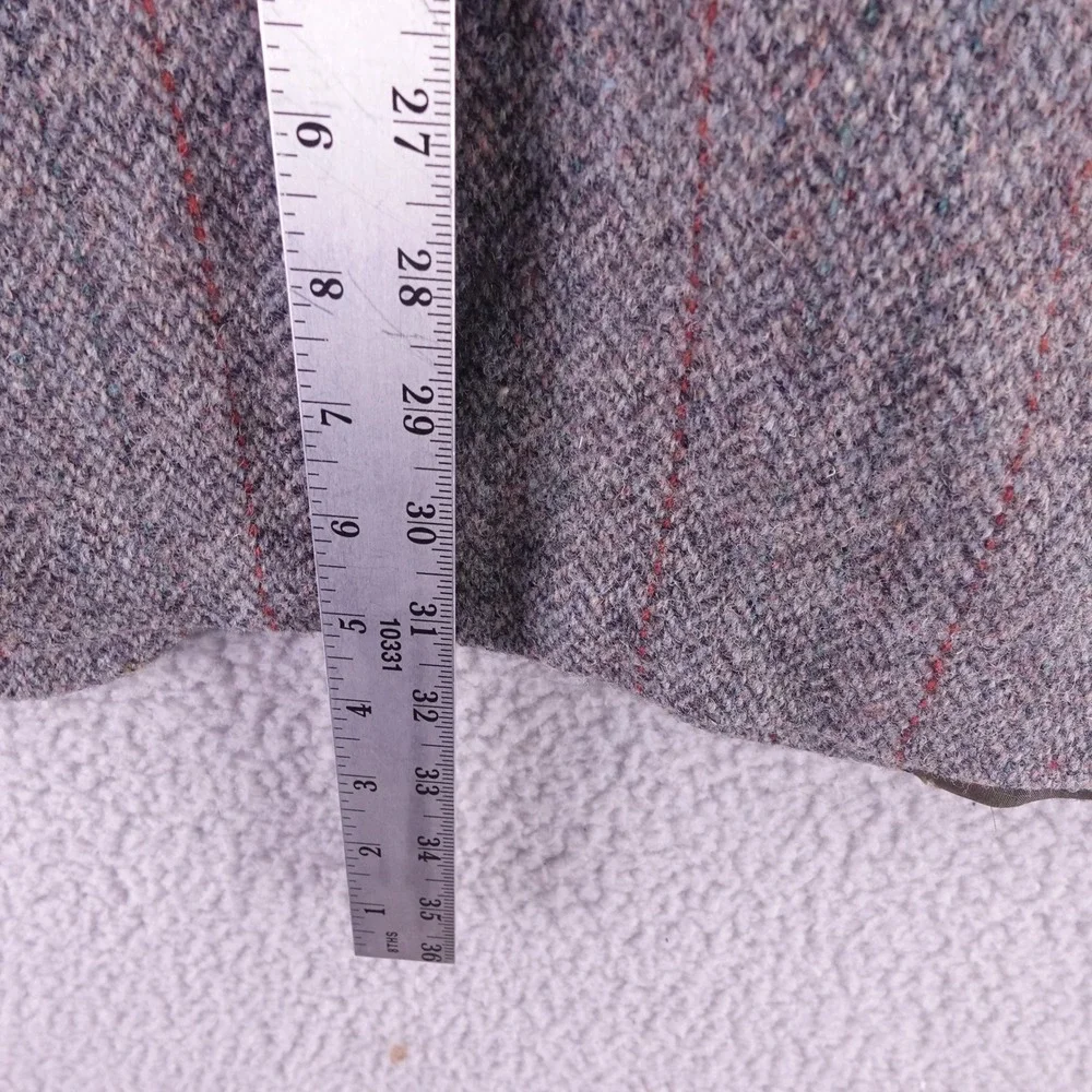 Harris Tweed Mens Grey Herringbone Red Pinstripe Wool Blazer Sport Coat 46R